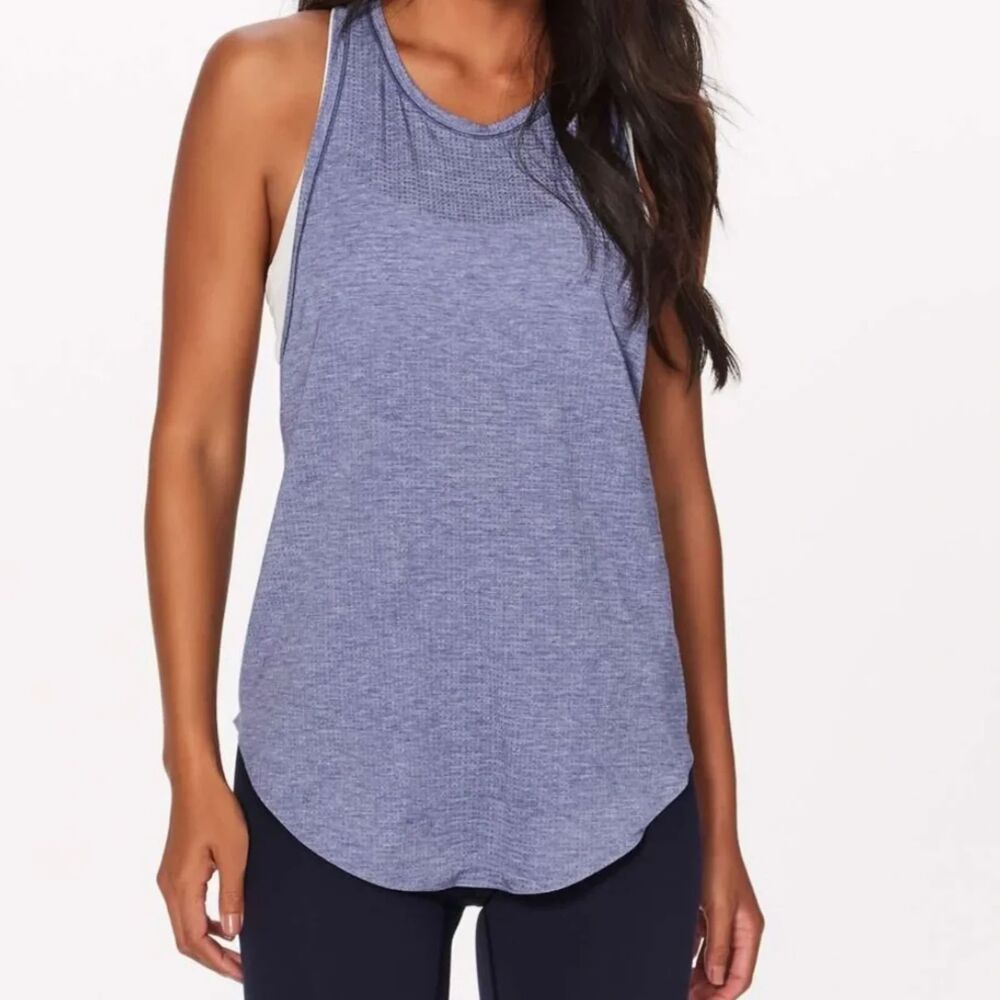 Lululemon Plank to Pike Tank Heathered Twilight Blue Size 6